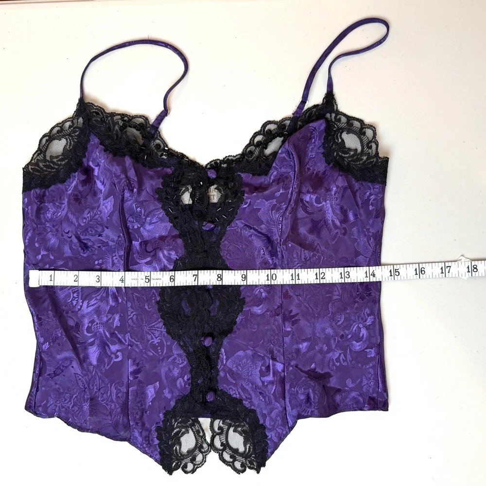 Victoria’s Secret 90s Vintage Purple Satin Camisole & Panty Set Lace Lingerie